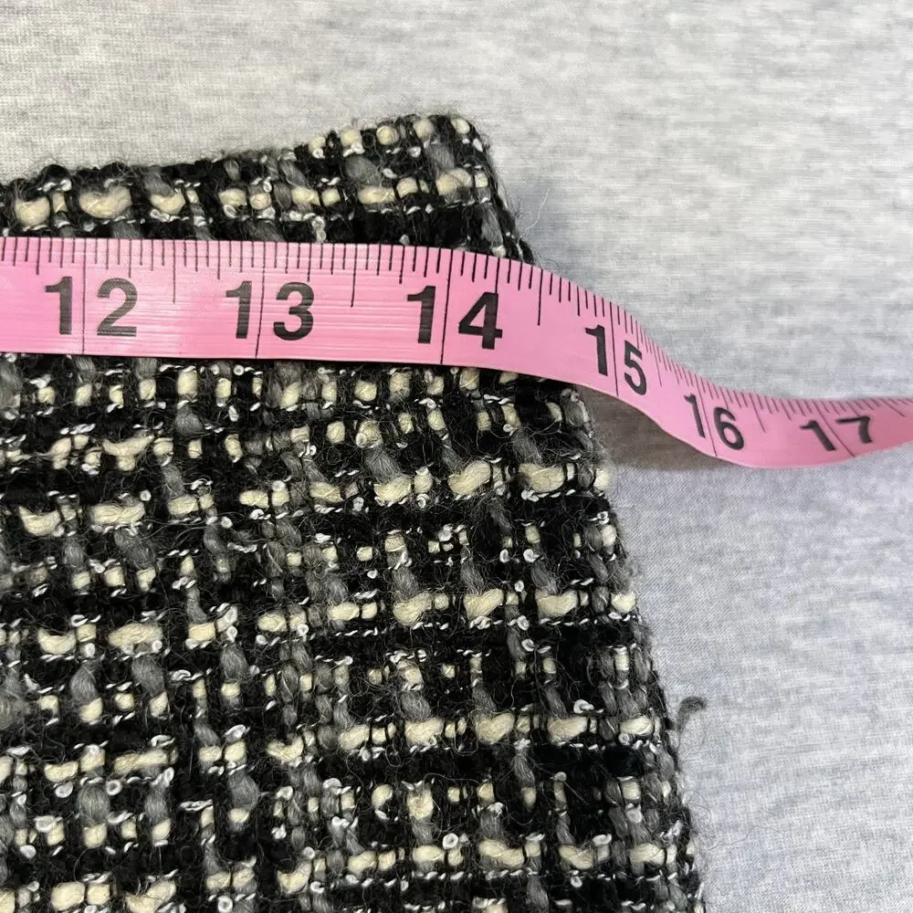 J Crew‎ The Pencil Skirt Womens 2 Black Gray White Tweed Wool Blend Lined Career